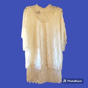 Elegant Cream Lace Skirt Set